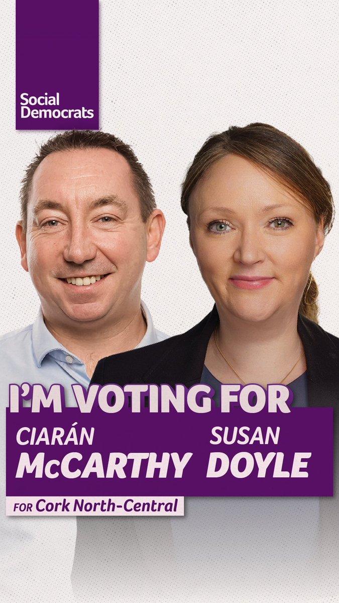 ciaranmcarthy's tweet photo. Vote No.1 Soc Dems 
#CorkNorthCentral 
#VoteSocDems 
#VoteLeftTransferLeft 
💜 https://t.co/7to5H8EWnm