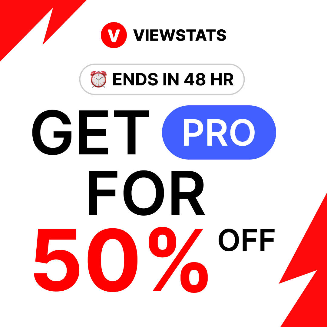 🚨 Biggest sale EVER only for the next 48 hours!  

If you wanted to start a YouTube channel or are looking for your next viral video idea Viewstats Pro has you covered.  

Upgrade before time runs out
viewstats.com/black-friday