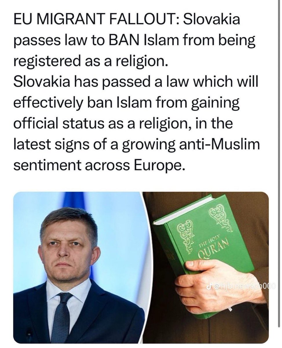 Slovakia refuses to recognize Islam as an official religion!

🇸🇰