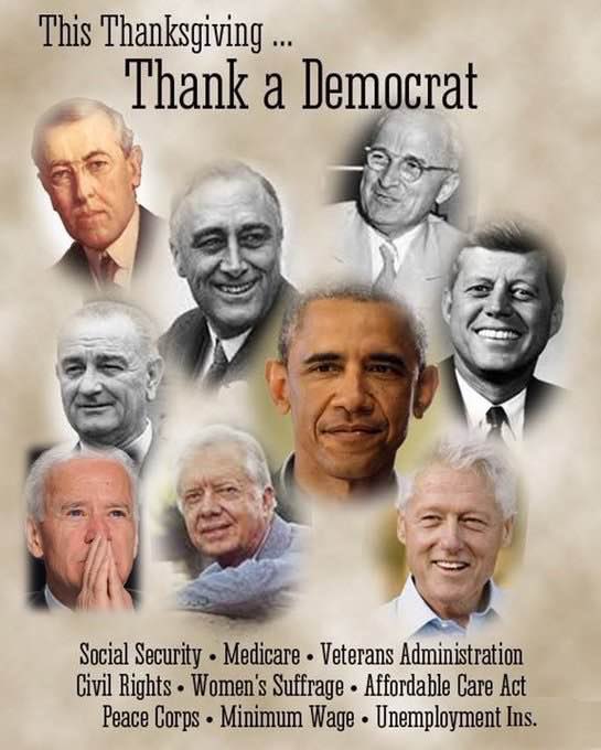 If you have a home, food on your table, and health care, thank a Democrat this Thanksgiving. 🇺🇸