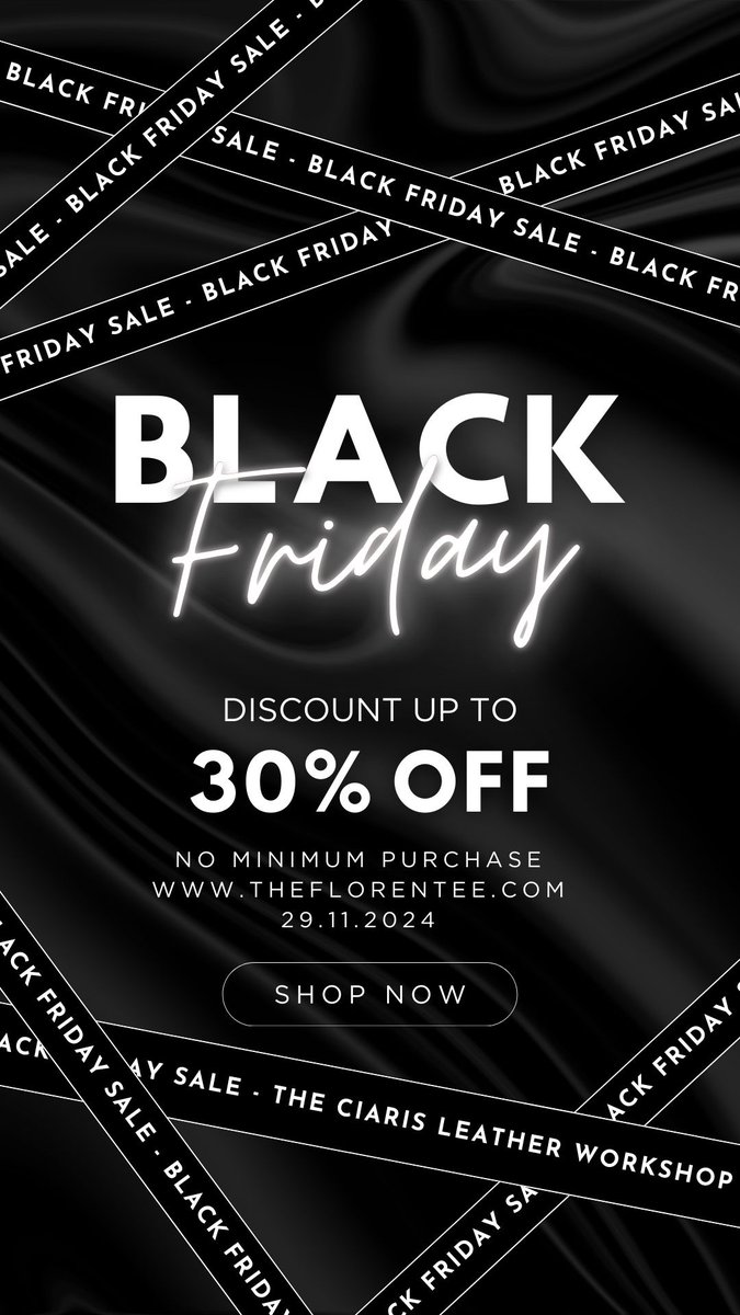 TFlorentee's tweet image. 🚨 Black Friday Deal! 🚨
Up to 30% OFF on handcrafted leather goods and unique digital prints.
🌐 theflorentee.com
Only valid on 11.29.2024 – No minimum purchase!
#BlackFriday #HandmadeGifts #SmallBusinessSale #shopping #artigianato #blackfridayshopping