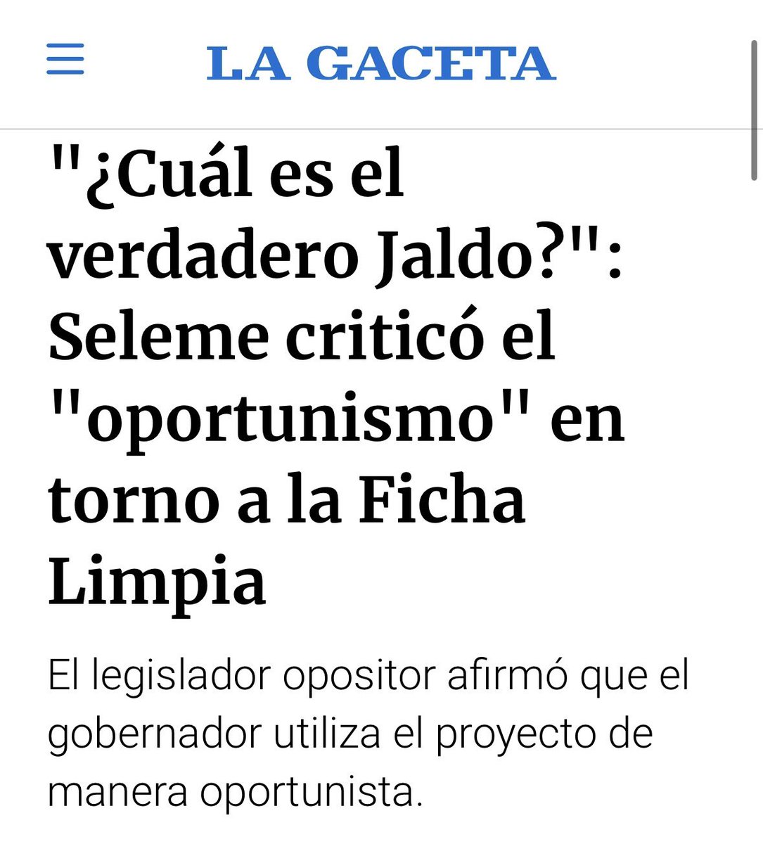 Jaldo presenta Ficha Limpia en Tucumán, pero sus diputados bloquean el mismo proyecto en el Congreso, protegiendo a Cristina Kirchner. 

¿Institucionalidad o puro oportunismo político? La doble vara de un gobernador que dice una cosa y hace otra.