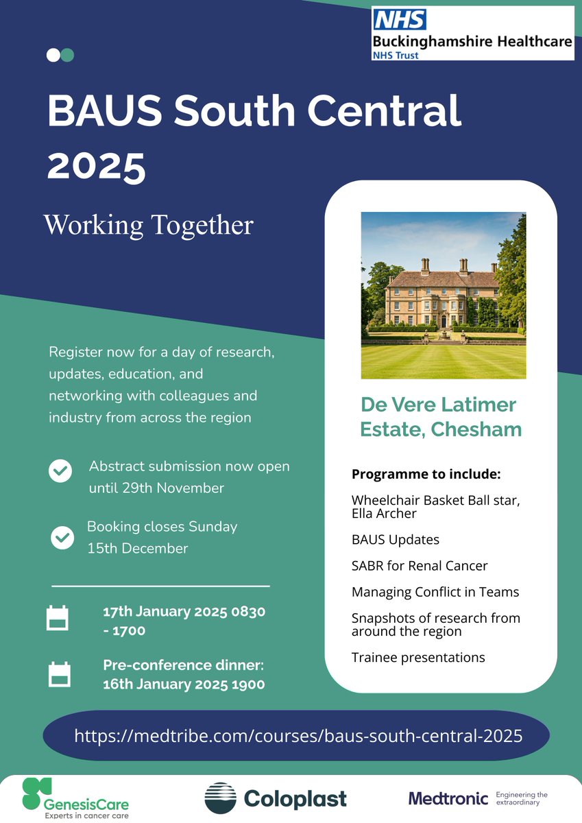 Katie Eyre (@drkatieeyre) on Twitter photo Only 7 weeks until BAUS South Central 2025. Hosted by Bucks Urology. Get your study leave in. Book your place. Abstract deadline 29 November bht.BAUSsouthcentral2025@nhs.net
<a href="/BAUSurology/">BAUS</a> <a href="/BucksHealthcare/">Buckinghamshire Healthcare NHS Trust</a> <a href="/BSoT_UK/">BSoT</a> <a href="/NSICStokeMand/">The National Spinal Injuries Centre</a> Only 7 weeks until BAUS South Central 2025. Hosted by Bucks Urology. Get your study leave in. Book your place. Abstract deadline 29 November bht.BAUSsouthcentral2025@nhs.net
<a href="/BAUSurology/">BAUS</a> <a href="/BucksHealthcare/">Buckinghamshire Healthcare NHS Trust</a> <a href="/BSoT_UK/">BSoT</a> <a href="/NSICStokeMand/">The National Spinal Injuries Centre</a>