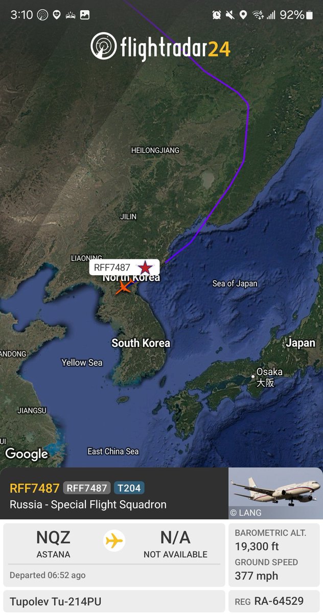 Borrowed7Time's tweet photo. Russia Special Flight Squadron Tu-214PU-SBUS RA-64529 #14FC11 RFF7487 departed Astana, landing at Pyongyang.
@sipjack1776 @Dinlas3 @holgidaun @thereccelizard @RBbethetruth https://t.co/uwuGQ71olt