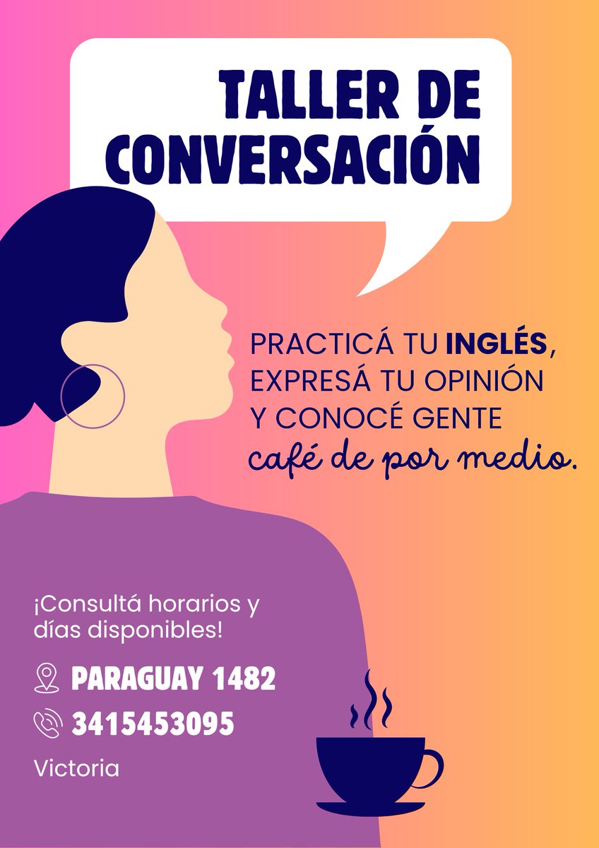 himissvicky's tweet photo. A mis fellow rosarinos les comento que arrancó la edición de diciembre del taller de conversación!

Un espacio para encontrarnos, debatir temas de interés y aprender inglés mientras nos tomamos un cafecito ☕

Para más info me chiflan al MD. Ojalá nos estemos viendo 🥰 https://t.co/rcEYMN8nwY