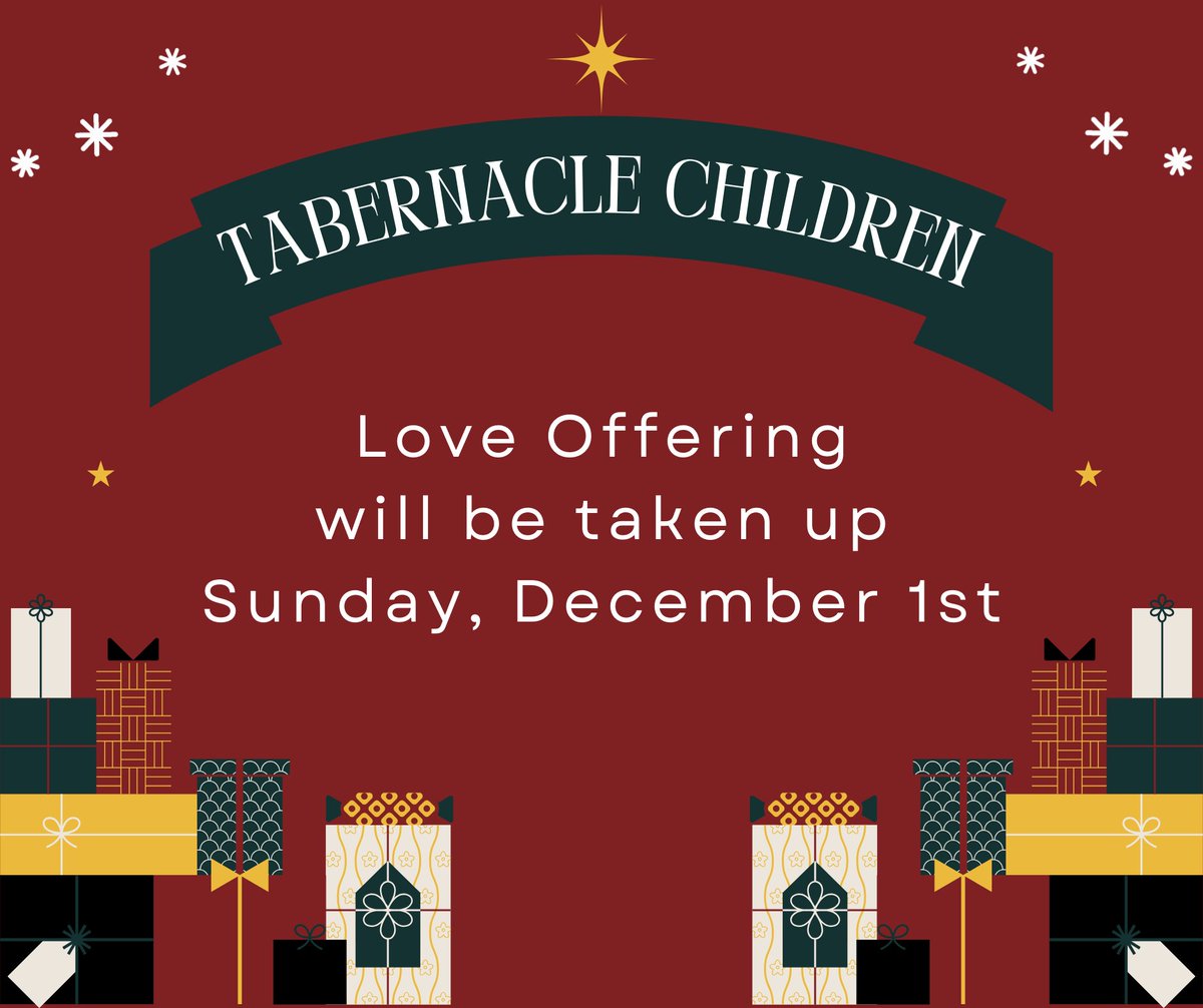 brvbc's tweet photo. On December 1st, Sunday morning, we will take a special love offering for the Tabernacle Children's Home. We will not meet with them this year to hand out gifts. This will allow Ms. Kathy to distribute the money as needed. Please be in prayer and give as the Lord leads you. https://t.co/kz5fbolCfW