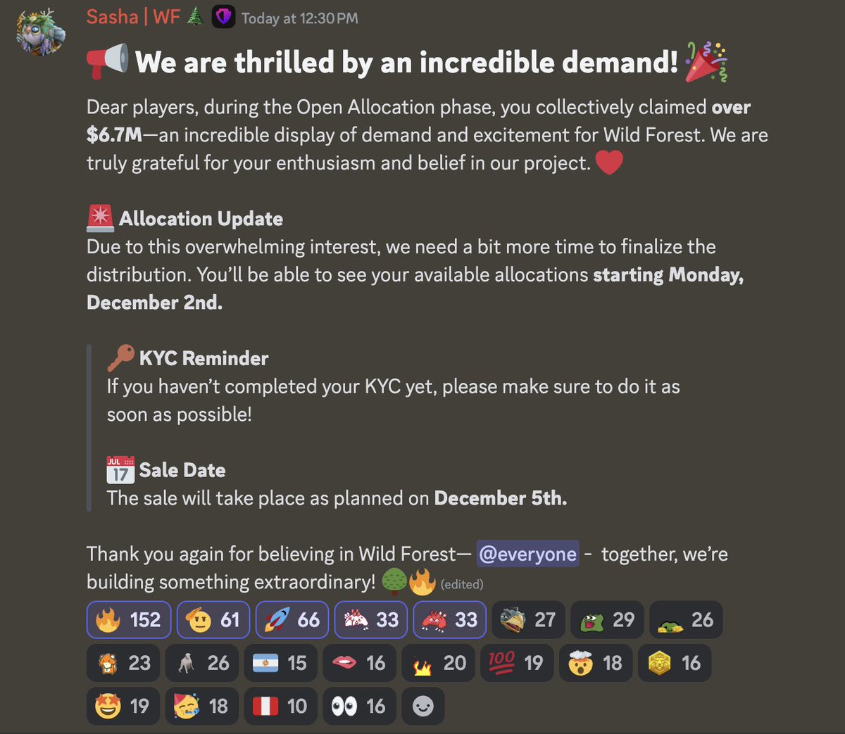 🚨BREAKING: Insane demand for the <a href="/playwildforest/">Wild Forest</a> token $WF sale! 

WF currently has the highest token burning rates of any crypto game, a lot of the token airdrops have been burned even before TGE.

More games will follow the burn mechanics before launch reducing sell pressure.