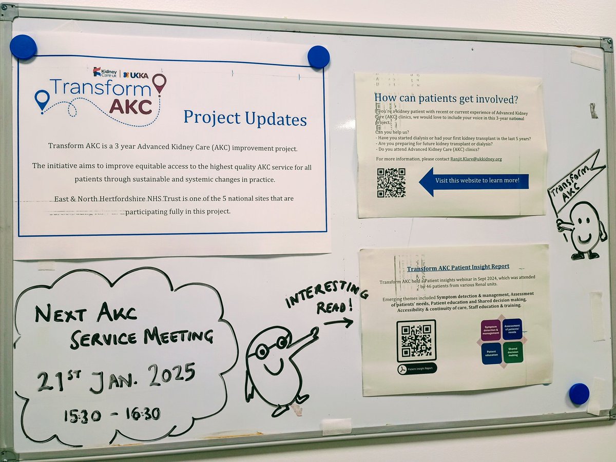 Laura Ratcliffe (@lauraratcliffe7) on Twitter photo All great projects need a board!!
Transform AKC project board v1.1 is up in the Renal Conference Room.
<a href="/KidneyTeam/">Advanced Kidney Disease Team</a> <a href="/g_rajakaruna/">Gayathri Rajakaruna 💙</a> <a href="/RensburgLize/">Lize van Rensburg</a> <a href="/mcdonaldc123/">Claire McDonald</a> <a href="/ThinkKidneys/">Kidney Quality Improvement Partnership</a> All great projects need a board!!
Transform AKC project board v1.1 is up in the Renal Conference Room.
<a href="/KidneyTeam/">Advanced Kidney Disease Team</a> <a href="/g_rajakaruna/">Gayathri Rajakaruna 💙</a> <a href="/RensburgLize/">Lize van Rensburg</a> <a href="/mcdonaldc123/">Claire McDonald</a> <a href="/ThinkKidneys/">Kidney Quality Improvement Partnership</a>