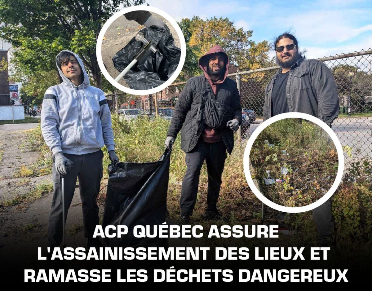 Des membres de l'<a href="/ACP_Quebec/">ACP Québec</a> ont passé l'après-midi à ramasser des déchets et des ordures dangereuses dans les rues et la cour d'une école publique du quartier Maisonneuve-Hochelaga.

L'ACP s'engage à servir le public que le gouvernement a longtemps négligé!