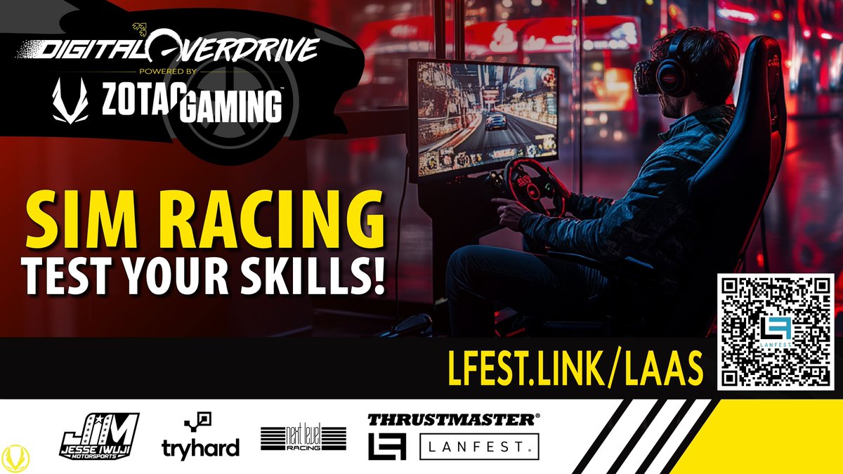 LANFESTgames's tweet image. ZOTAC Gaming and LANFest bring esports and SIM racing to the LA Auto Show! Try Mario Kart, Need for Speed, and more on cutting-edge rigs. Test your skills and enjoy the ride! Learn more: buff.ly/3YYjXuM #LAAutoShow
