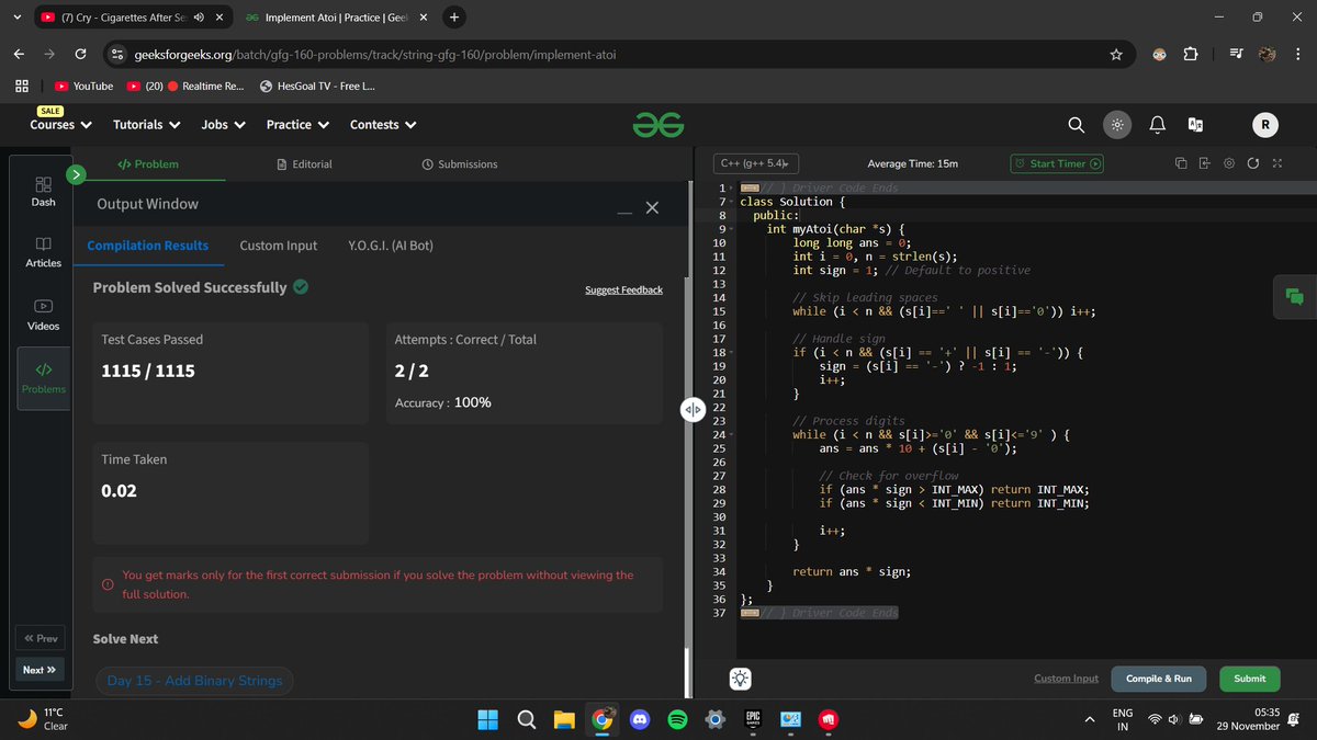 raunakcode's tweet image. Day 13/160         
Completed todays problem.            
#gfg160 #geekstreak2024