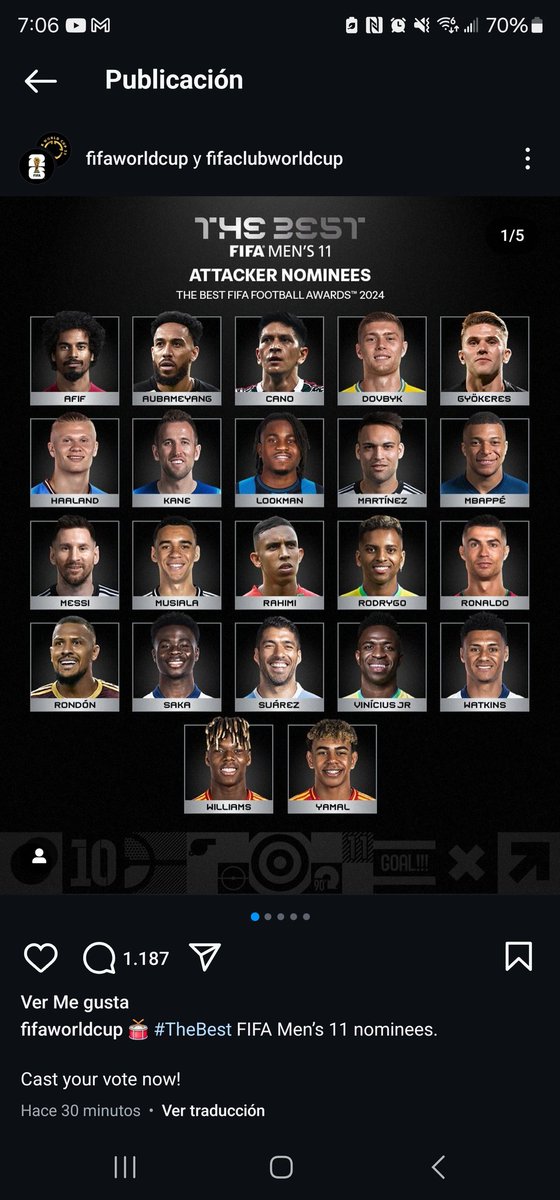 Que orgullo y alegría ver a Salomón Rondón nominado entre los mejores delanterps del mundo. Imagen nociva para los haters de Salo!