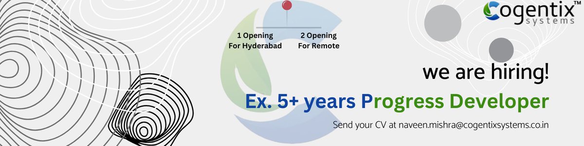 cogentixsystems's tweet image. #progress4gl
#openedge 
#progress4gldeveloper 
#hiringnow 
#immediatejoiners
#progressLead 
#ProgressOpenEdge