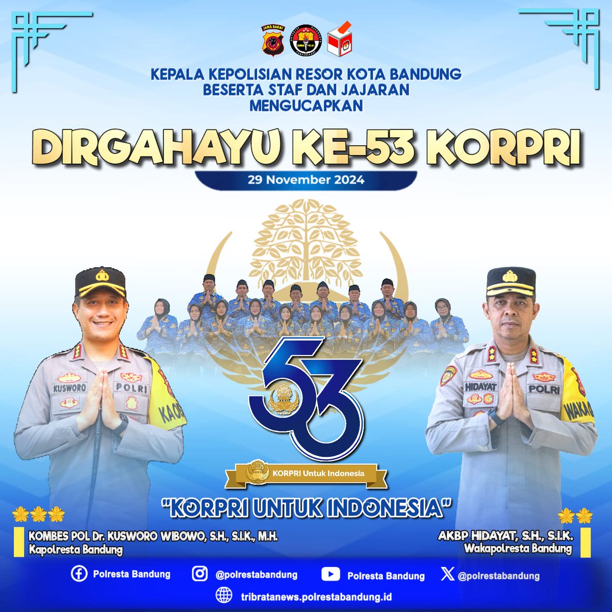 Kepala Kepolisian Resor Kota Bandung Beserta Staf Dan Jajaran
Mengucapkan

Dirgahayu Korpri Ke 53
29 November 2024

"KORPRI UNTUK INDONESIA"

<a href="/spripim/">spripim_kepri</a>.polri
@divisihumaspolri
@polisi_indonesia
<a href="/humaspoldajabar/">bidhumaspldjbr</a>