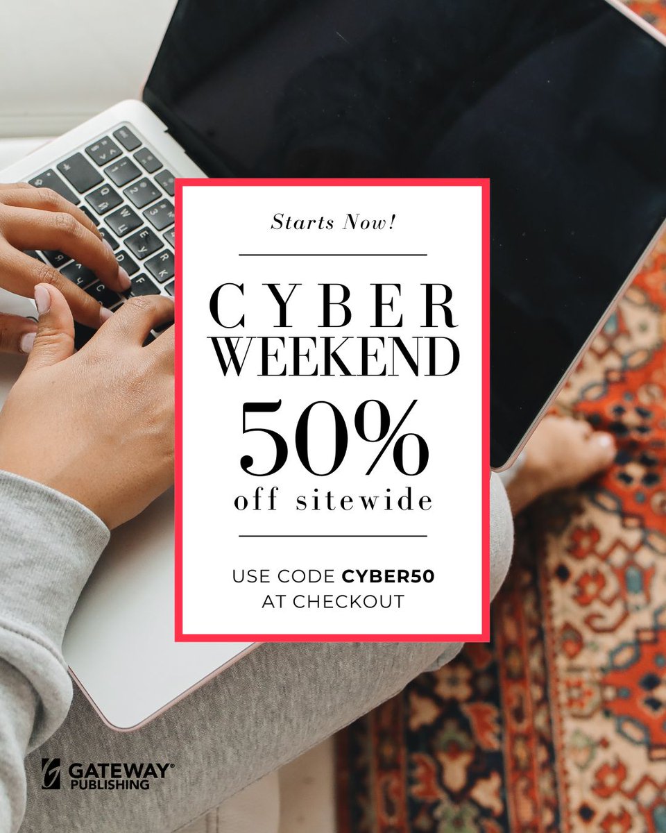 gwybookstore's tweet photo. Shop our best discount across Gateway Publishing's entire website with the Cyber Weekend sale going on now. Hurry, offer ends Monday, December 2 at midnight (CT). Use code CYBER50 at checkout: https://t.co/QMFGlKLHCa.

#cyberweekend https://t.co/no6LAkBY7n