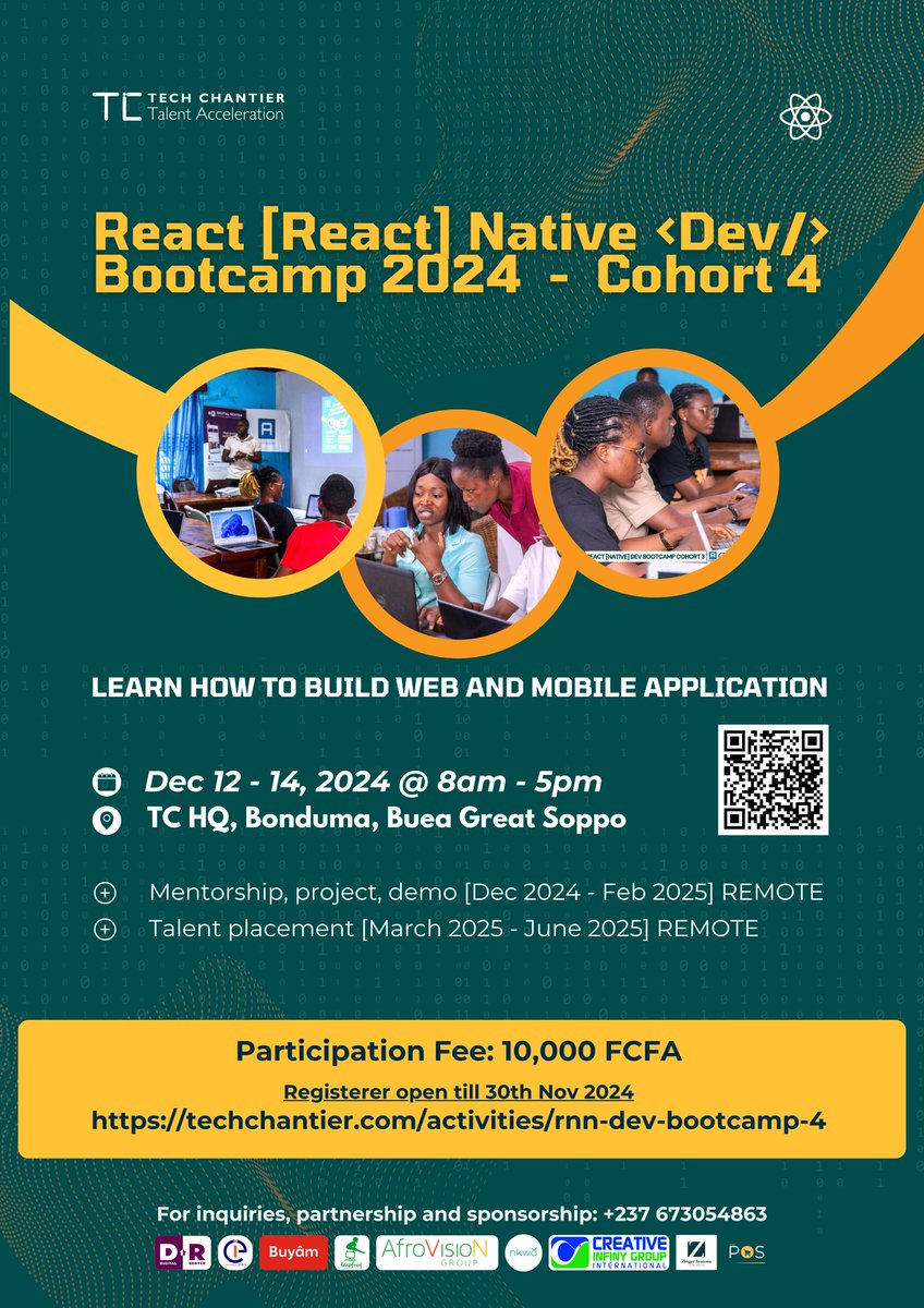 TechChantier's tweet image. 📷 Imagine finishing this boot camp and being retained by one of our partners. Ei shock you? 📷 VERY POSSIBLE. Our partners are actively looking for talents like you to join their team...
techchantier.com/activities/rnn…
This is your life-changing opportunity, take action today