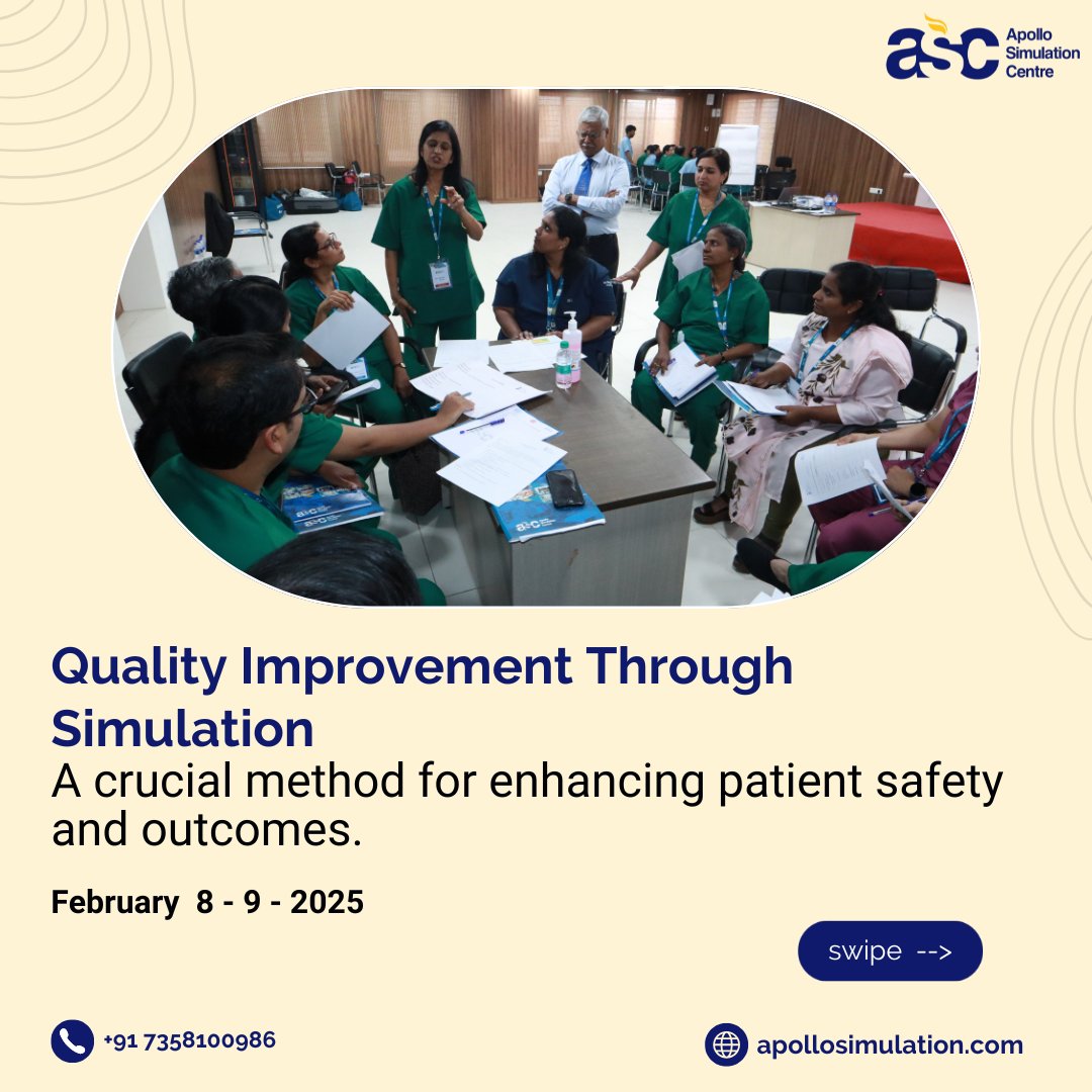 ascsimulation's tweet image. This course focuses on learning the principles and methodologies of QI, using simulation to optimise processes and improve patient care. 

#QualityImprovement #InSituSimulation #QUEST #apollosimulationcentre