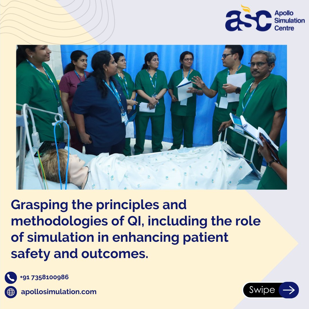 ascsimulation's tweet image. This course focuses on learning the principles and methodologies of QI, using simulation to optimise processes and improve patient care. 

#QualityImprovement #InSituSimulation #QUEST #apollosimulationcentre