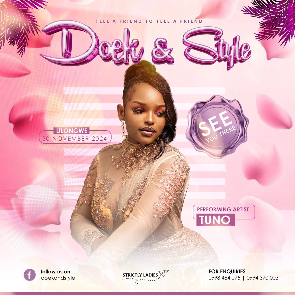 PlugKaunjika1's tweet photo. Doek & style is happening on 30th November 2024
Performances by
TUNO
JETU
Venue : PA MD Area 49 Lilongwe
Tickets are available on
Ulinzinga : https://t.co/NVCMu3uvmj
African table / Orchid Area 12
#DoekandStyle
#PaMD
Retweet https://t.co/cghOQgkYlX