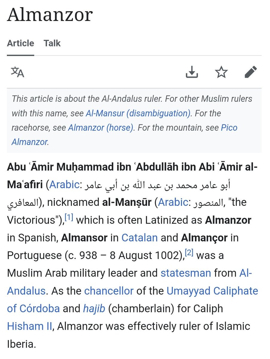 HistoryDynamic's tweet photo. Almanzor or Al Mansur of Andalucia https://t.co/n7jiNVEiAy