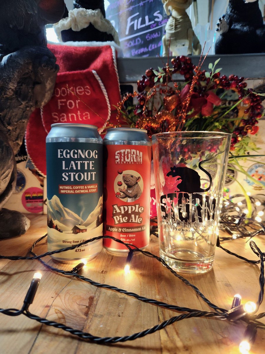 STORM GIFT PACKS 🎁

Treat yourself or the ones you love to our special seasonal releases: one can of Eggnog Latte Stout and one can of Apple Pie Ale plus a Storm pint glass! 

These are available now at the brewery while quantities last and are $22 (tax included).