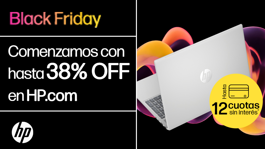 🎉 El Black Friday ya está acá y en HP.com lo celebramos con 12 cuotas sin interés y hasta 38% de descuento. Haz clic en 👉🏼 bit.ly/3B5IINB y aprovechá estas ofertas increíbles. 🖥️🖨️

#HPBlackFriday #BlackFriday #Computación #Notebook #Impresoras