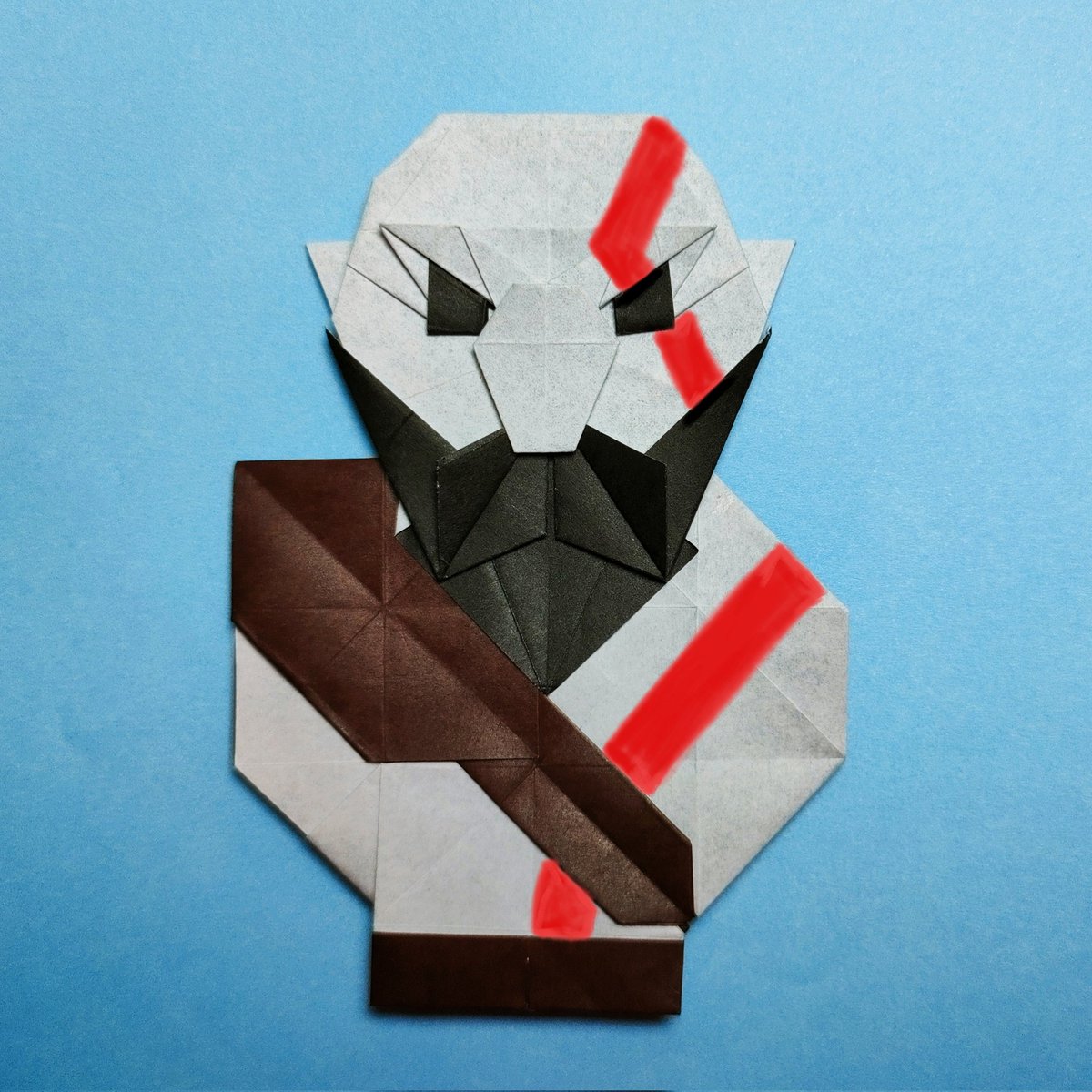 gtetuya2's tweet image. Origami &quot;Kratos&quot; designed by Tetsuya Gotani.
#godofwarragnarok
