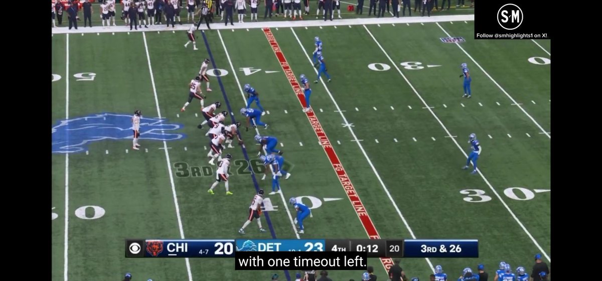 PitStop09's tweet image. This one wasnt Eberflus.

The play before ended with :34 left. He assumed there was time to run a play to get 5-8 yards and by holding the timeout you can now use the middle of the field. And he was right.

Here they are with :12 left. Caleb took 6 more seconds to hike the ball.