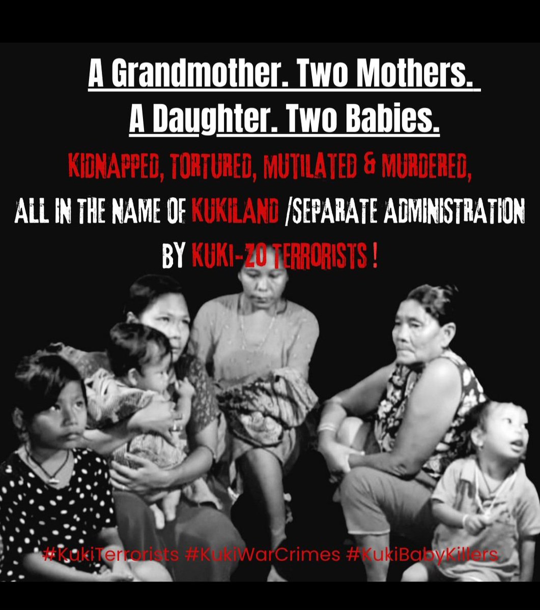 Can an 8 month infant harm anyone? Can an infant who can not even speak, talk bad about anyone? Why were they murdered by barbarians? All 6 were killed just because they were Indian Hindu Meitei ! Why refer to such 'rakshas' as 'village volunteers'? Confusing &amp; misleading?