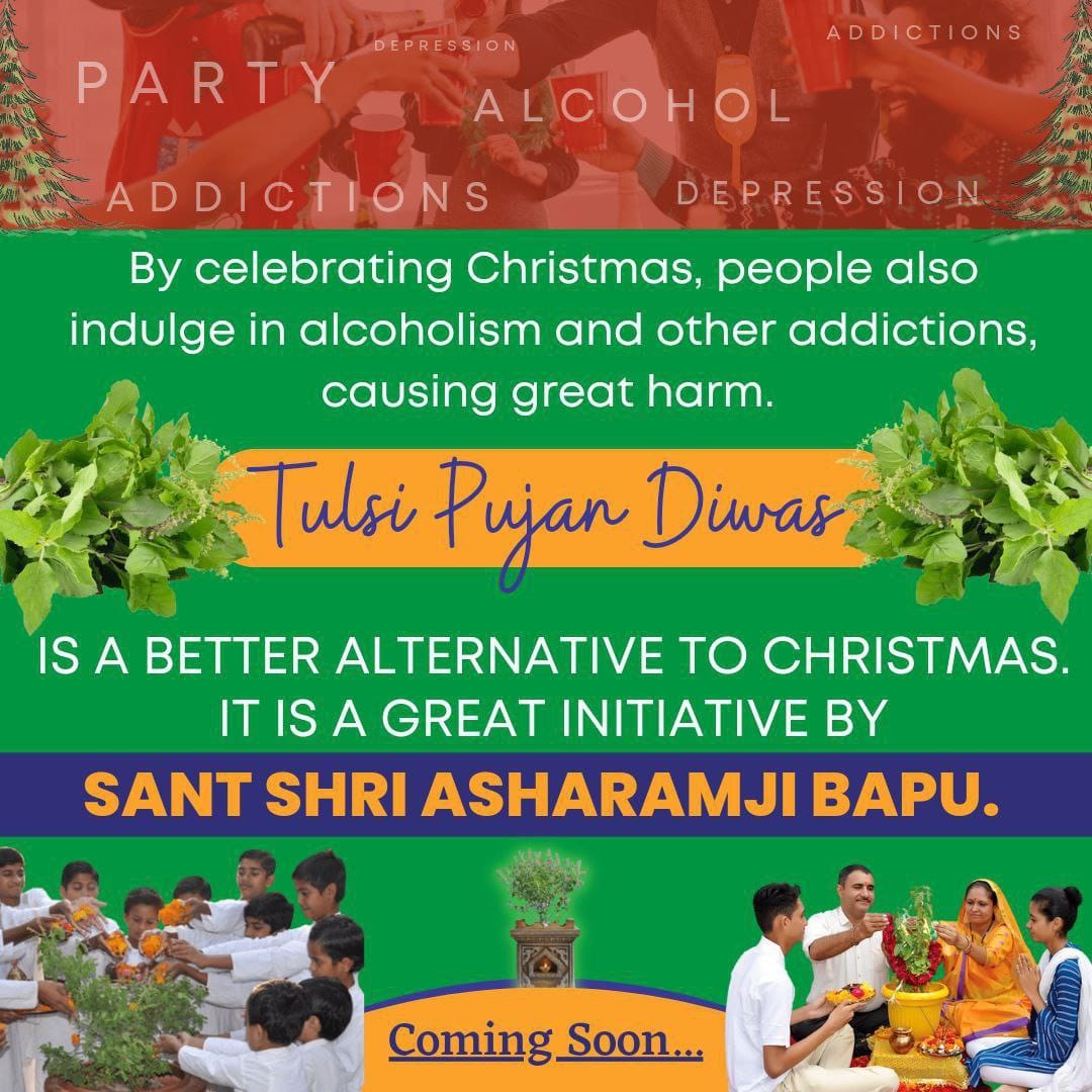 Tulsi Pujan Diwas was brought into effect for 2 main reasons : Firstly #HealthAndEnvironment &amp; secondly to counter the rampant increase in the ploy to fool people in the name of western traditions, mint money out of it &amp; subtly sow the seeds of attraction in young minds, that