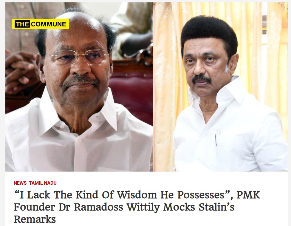 arulramadassMLA's tweet photo. PMK founder Dr. Ayya has wittily rebuked Tamil Nadu Chief Minister M.K. Stalin’s recent remarks, in which Stalin suggested that Ramadoss criticizes the government daily due to a lack of other responsibilities.

https://t.co/0d6cz2in7U…

#AdaniStalinSecretMeet https://t.co/sIPTPvNs1D
