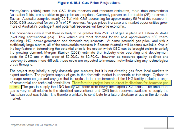 MarkOgge's tweet photo. Did you know Santos told a massive lie to get their QLD gas export project approved? 

To get approval they told governments it wouldn't increase gas prices (it did)

But told investors it would increase gas prices

...and made $ billions at the expense of Australian households and businesses