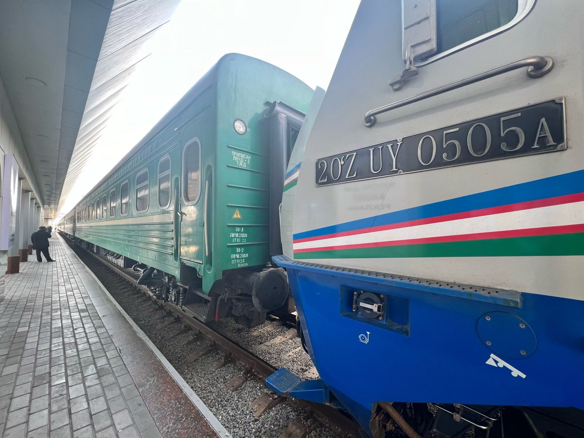 ドゥシャンベからタシケントへ夜行列車🇹🇯🇺🇿④

10:39到着予定(のはず…？)が
13:33ほぼ3時間遅れでタシケント到着

電車オタクの好きそうな車両(偏見)
週一本便だから割とレアではないかと思っている
グリーンとブルーの車両が連結、それぞれ🇹🇯と🇺🇿の車両とどこかでみた気がする…