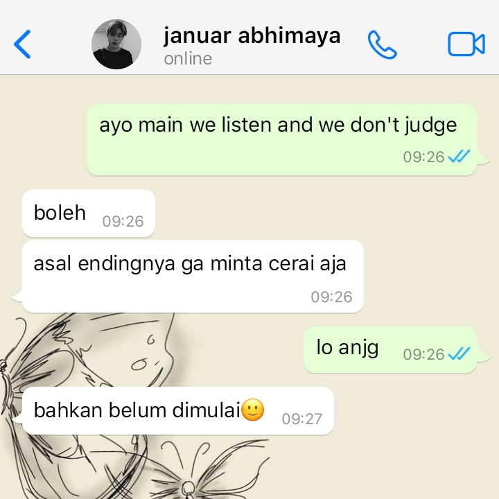 we listen, we don't judge 

—
januar &amp; alena few tweets