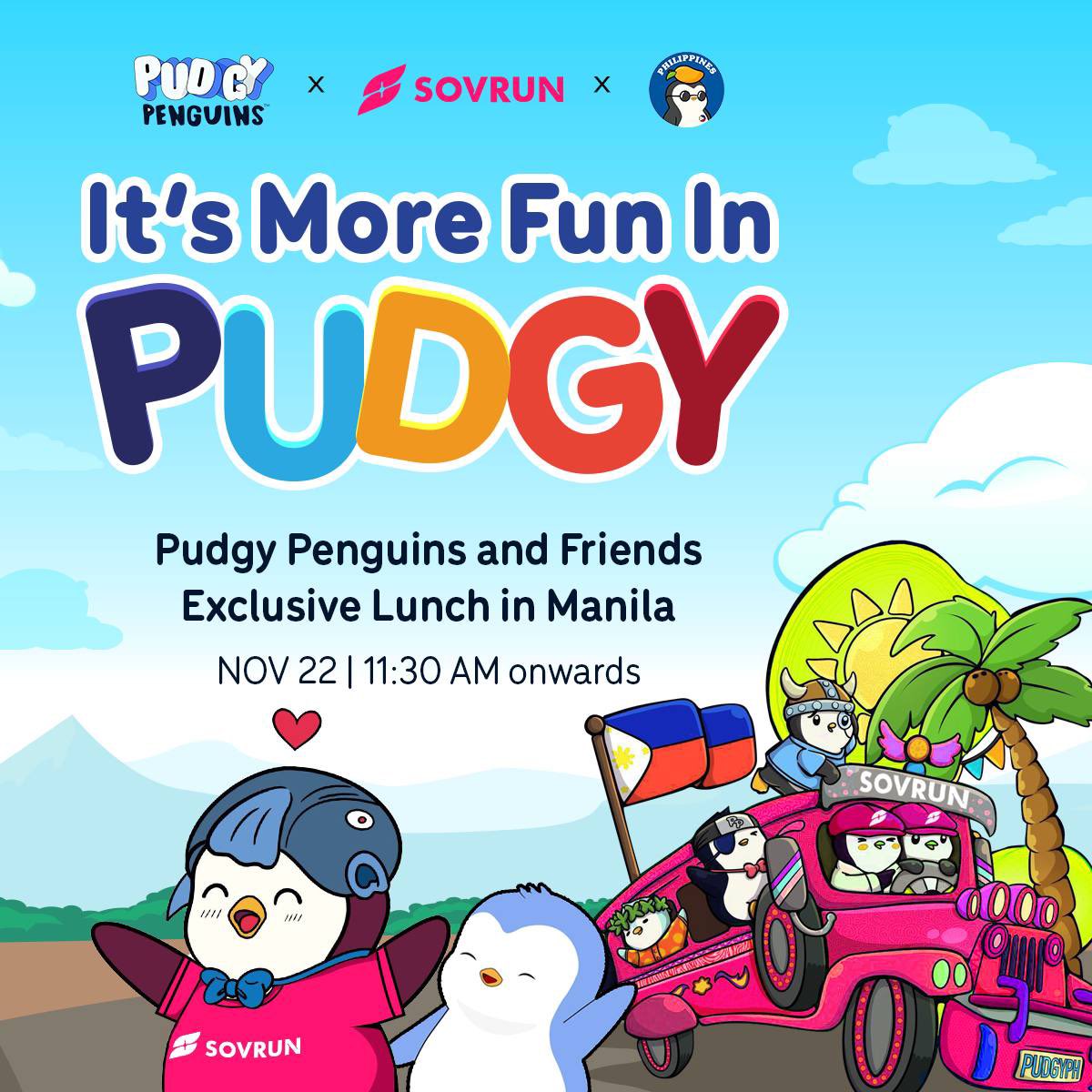 Pudgy Penguins Philippines π΅ππ§ (@pudgyph) on Twitter photo Our first βItβs More Fun In PUDGYβ Manila event was a great start to bring holders and frens in Philippines π΅ππ΅ππ΅π
Many thanks for the support <a href="/pudgypenguins/">Pudgy Penguins</a> <a href="/PudgyAsia/">Pudgy Asiaπ§</a> <a href="/SovrunGenesis/">SovrunGenesis</a> π«°π«°π«°
Wen next meetup? ππ Our first βItβs More Fun In PUDGYβ Manila event was a great start to bring holders and frens in Philippines π΅ππ΅ππ΅π
Many thanks for the support <a href="/pudgypenguins/">Pudgy Penguins</a> <a href="/PudgyAsia/">Pudgy Asiaπ§</a> <a href="/SovrunGenesis/">SovrunGenesis</a> π«°π«°π«°
Wen next meetup? ππ