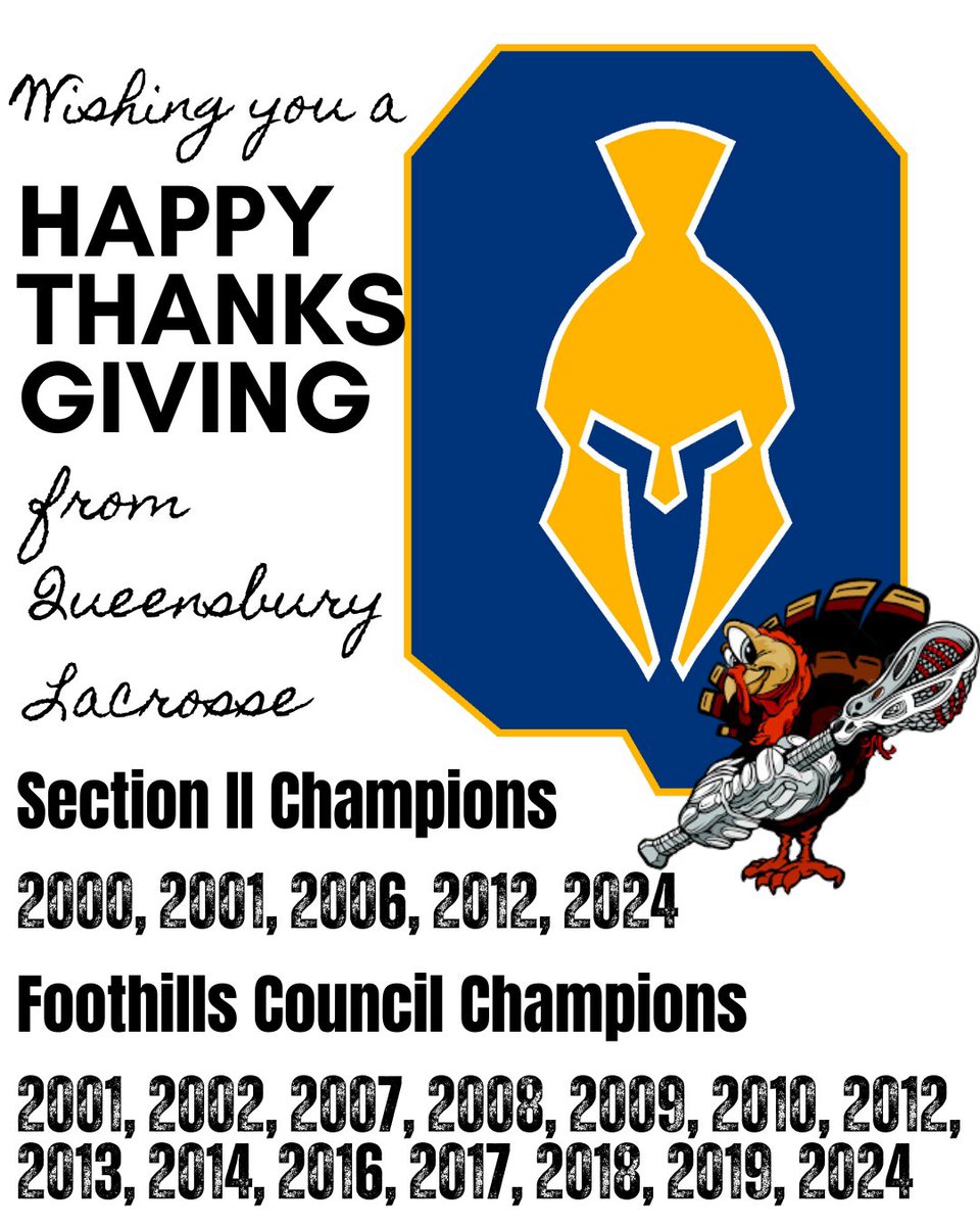 Happy Thanksgiving from Queensbury Lacrosse ... May you have a joyous day with family &amp; friends. #StandTogether