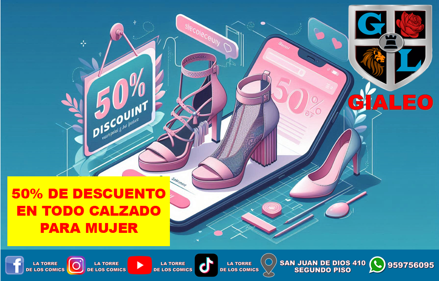 PROMOCIONES VIERNES NEGRO 2024

20% de Descuento en Cómics y Mangas Peruanos.
Polos manga corta 3 x S/90
50% de Descuento en calzado para mujer.

Visítanos en San Juan de Dios 417 A1 y A11. ¡Promociones por tiempo limitado!
#LaTorreDeLosComics #BlackFriday #Oferta #Promociones