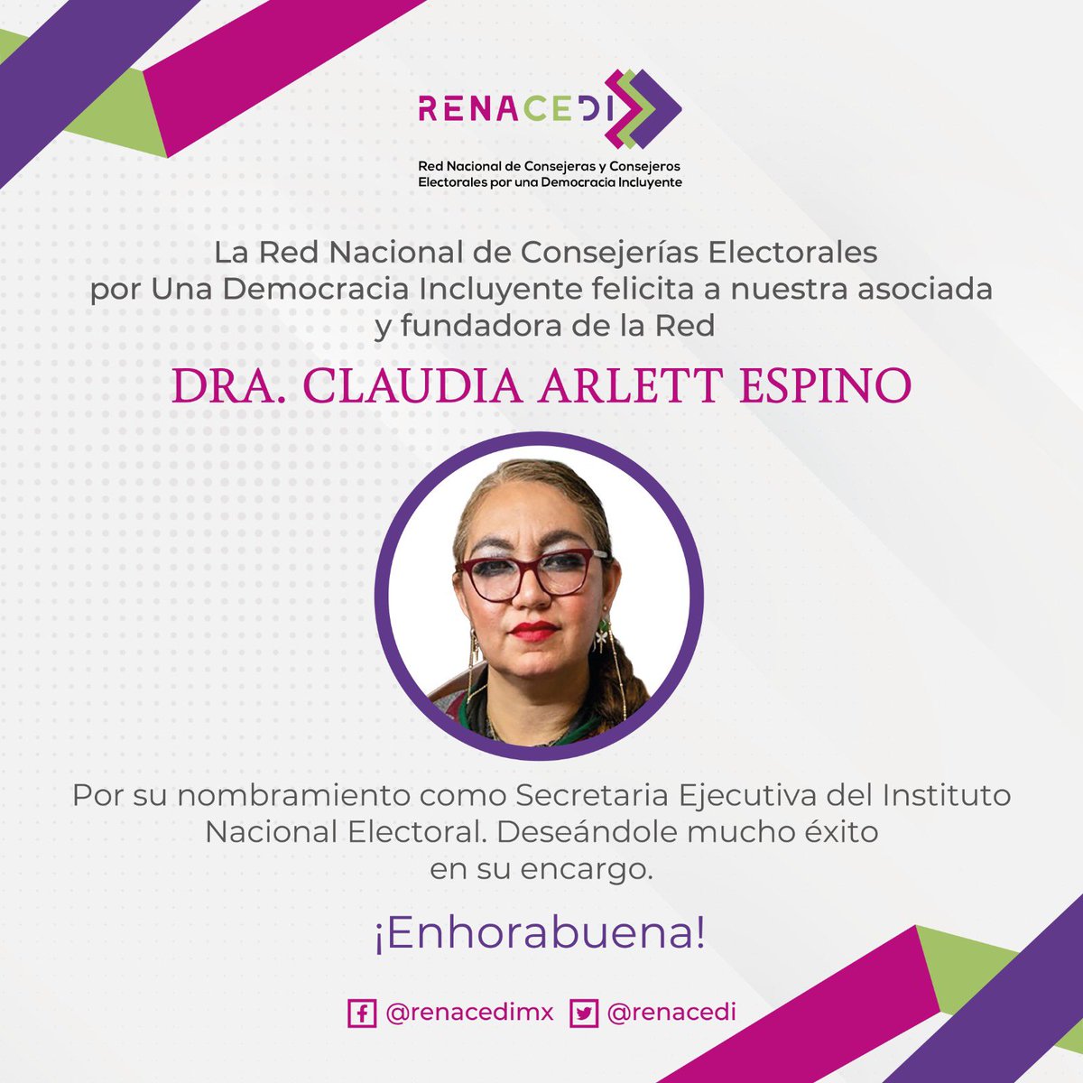casalez_mayte's tweet photo. Un gran gusto coincidir con mis compañeros y compañeras de la Red Nacional de Consejerías Electorales por una Democracia Incluyente durante la designación de la Dra. Claudia Arlett Espino como Secretaria Ejecutiva del INE, felicidades y el mejor de los éxitos en esta encomienda https://t.co/7sJul4uVJp