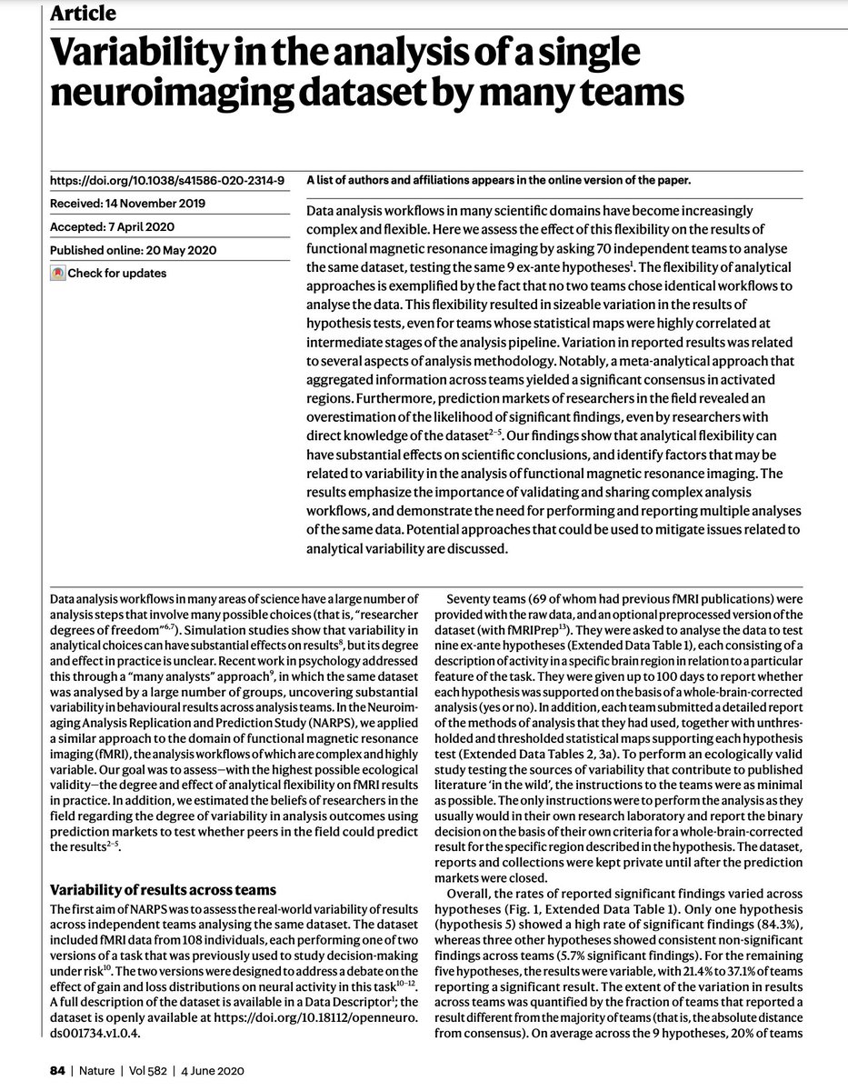 Data can be analyzed in endless ways, as this paper reminds us. So while our published paper reports one way to do it, it's crucial to test many many variants of the analysis to see just how robust our conclusions are.