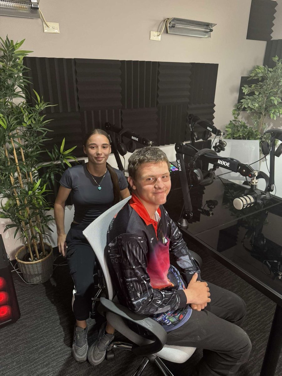 Bella and Zac 
At Youth Leadership course at Tafe, producing a podcast on Mental Health