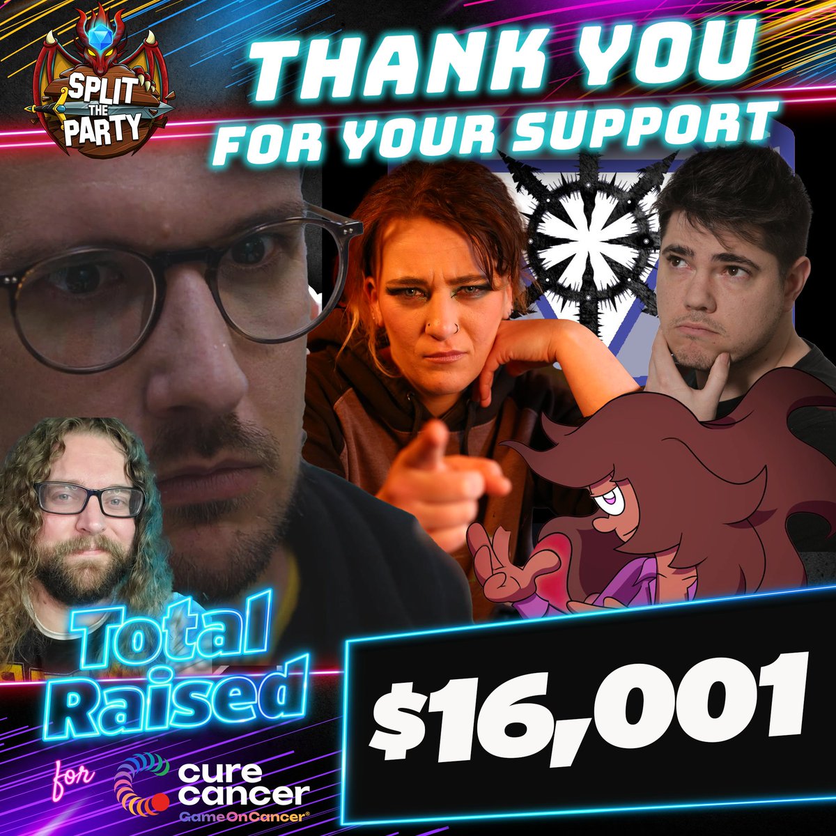 $16,001 has been raised with 1 more game still to go! 

Thank you everyone once again we have officially TRIPLED last November's total and raised more than November '23 and May '24 events COMBINED for <a href="/GameOn_Cancer/">Game On Cancer® 🔜 PAX Aus</a>.

We genuinely cannot believe this, what an amazing community💘