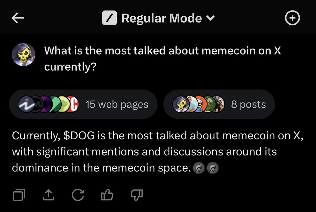 $DOG is the most talked about memecoin on X

We intuitively knew it

But Radar proved it

And now Grok double proves it

Don’t believe me?

Try asking Grok yourself!