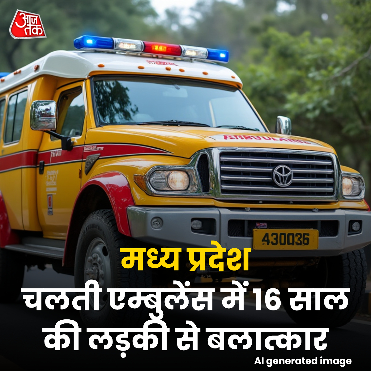 aajtak's tweet photo. मध्य प्रदेश के मऊगंज जिले में एक 16 साल की लड़की के साथ चलती एम्बुलेंस में कथित तौर पर बलात्कार किया गया, '108' इमरजेंसी सर्विस के तहत संचालित की जा रही एम्बुलेंस में चौंकाने वाली घटना 22 नवंबर को हुई, मामले में ड्राइवर सहित चार आरोपियों में से दो को गिरफ्तार कर लिया गया है।
#MadhyaPradesh #Rape #Crime 
पूरी ख़बर: https://t.co/7UPvaPudgq
