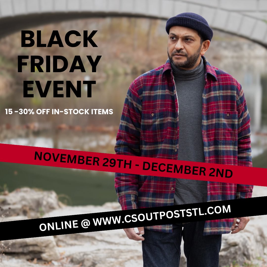 csoutpoststl's tweet image. Black Friday Sale starts at Midnight at bit.ly/shopcsoutpost. Free shipping on all orders over $80. #BlackFriday #HolidayShopping