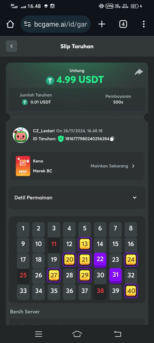just to relax, not to look for big bets🤗🤗
Hit 500x 🥳🥳
Thanks <a href="/bcgame/">BC.GAME</a> 
#Huntingkeno #kenogame #BCGame