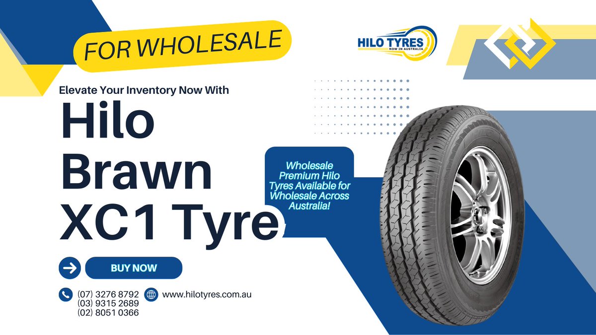 HiloTyres's tweet photo. Stock up on the #BrawnXC1 today and give your customers the quality they demand! Partner with #HiloTyres today and elevate your #tyre offerings! 🚙
Contact us now to place your #wholesale order:
(07) 3276 8792 | (03) 9315 2689 | (02) 8051 0366
https://t.co/G8hVGU86T9 https://t.co/R5hTHQQfDB