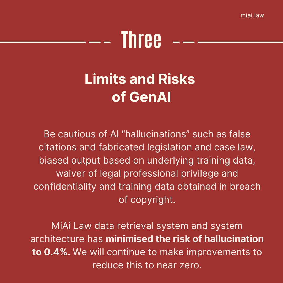 MiAi_Law's tweet photo. Are you using GenAI to draft written submissions?
Are you aware of your obligations?

See our key takeaways from the NSWSC GenAI Practice Note.

#LegalTech #NSWSC #GenAI #MiAi_Law

1/2 https://t.co/v7gcI16bgY