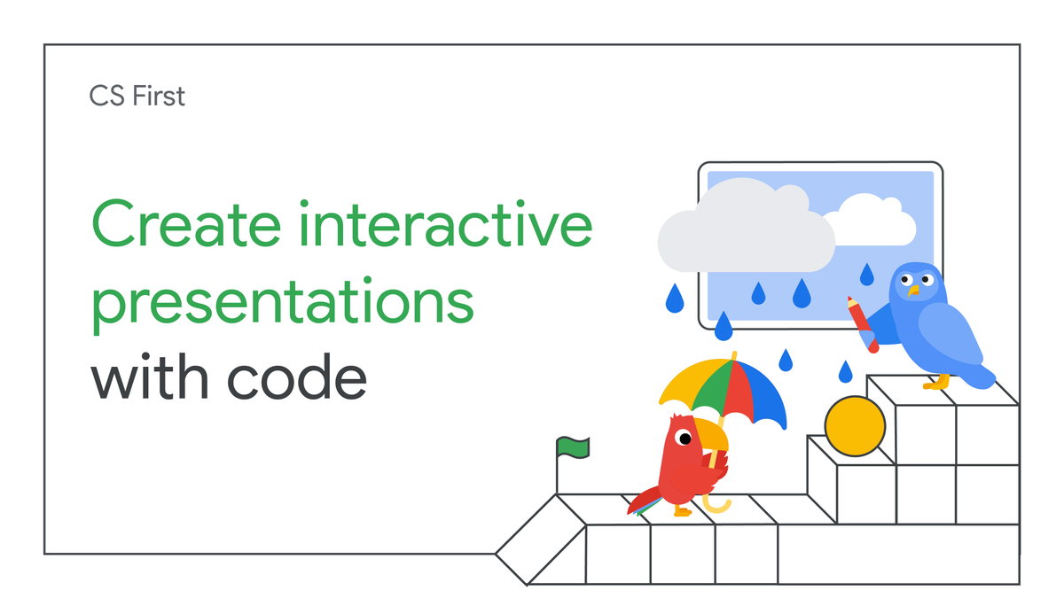 GoogleForEdu's tweet image. Are you ready to make learning more engaging? With this #CSFirst lesson, students can:
Identify topics they want to explore
Create presentations
Share findings with the class
 + more as they make interactive presentations with code. Learn more: → goo.gle/36QEnct
