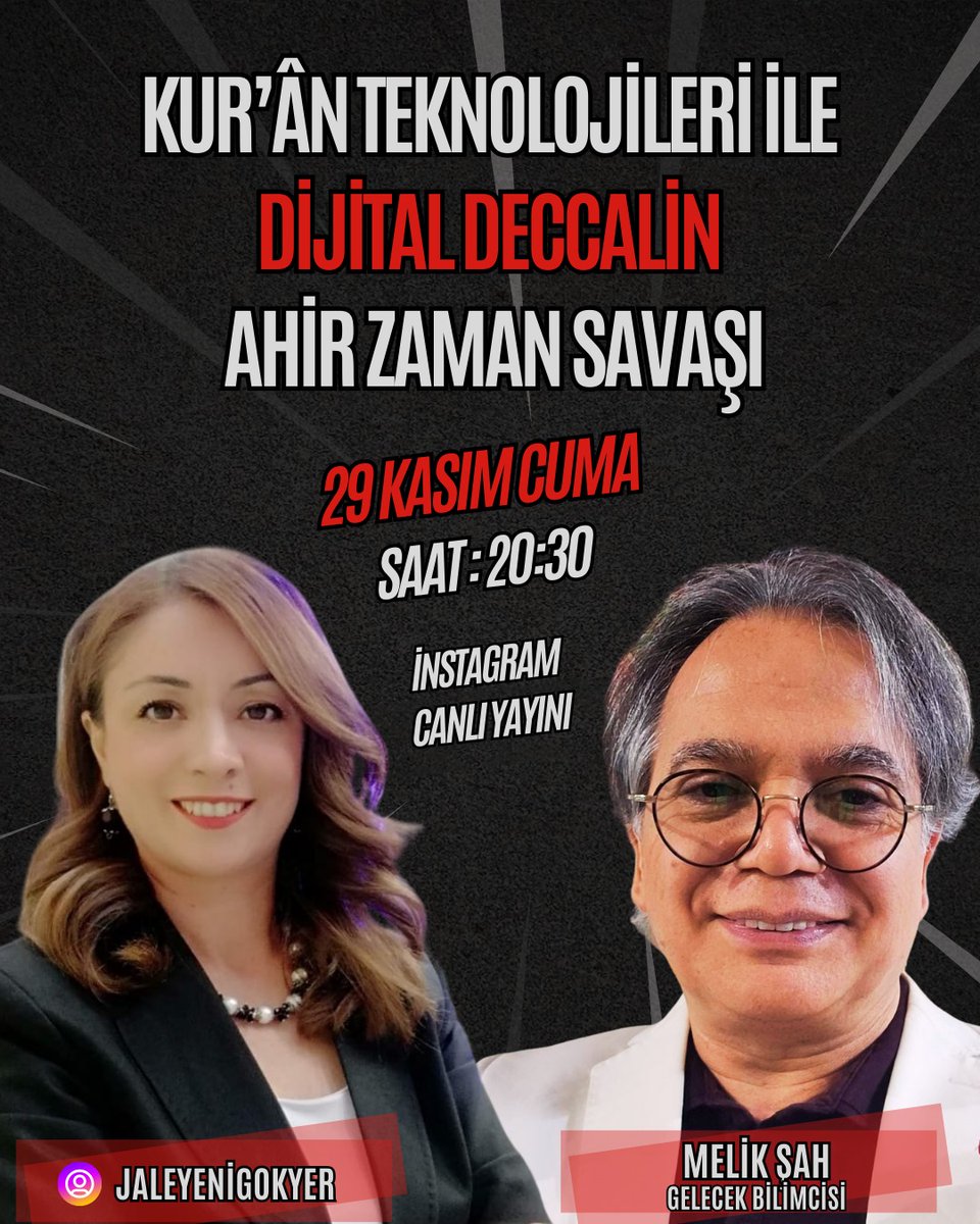 Sevgili dostlar hepinize güzel bir gün diliyorum.Bu akşam  @futuristmeliksah hocam ile 
Hepinizi bekliyoruz.

Sevgiyle 🌷
#kuran
#ahirzaman
#Teknoloji 
#dijital