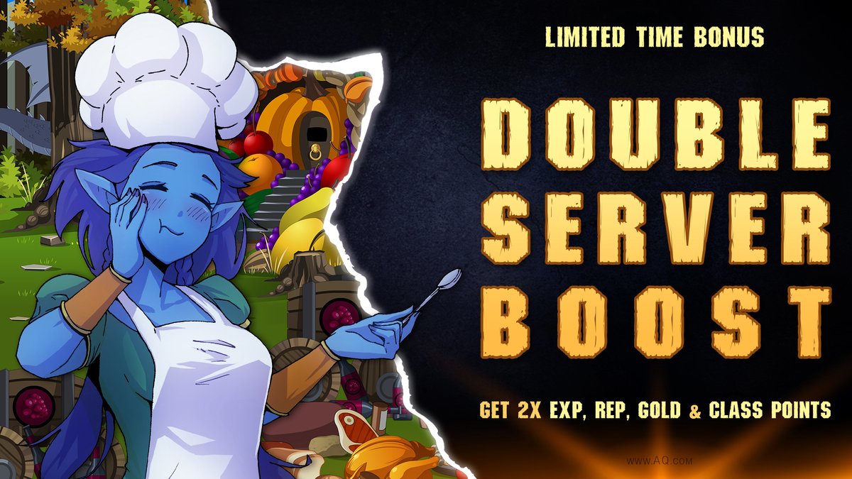 Happening now: 72 hour DOUBLE Rep, Class Points, Gold, and EXP boost on all servers! Log in each day for a new reward, boost, or other bonus at AQ.com